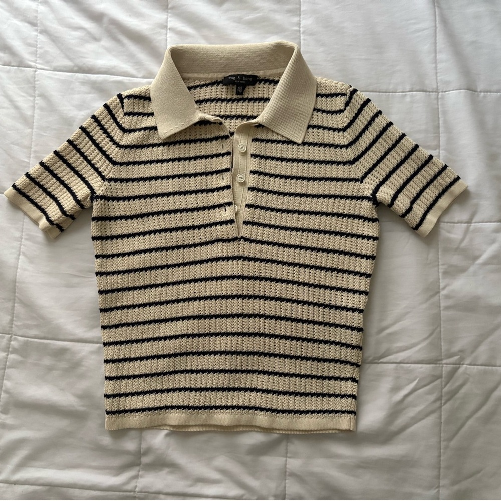 rag and bone crochet stripe polo